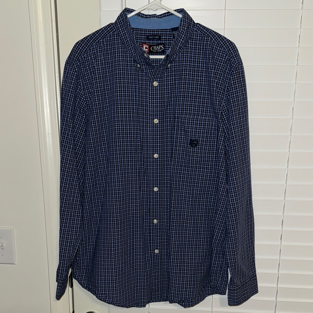 Chaps Blue Plaid Button Up Shirt